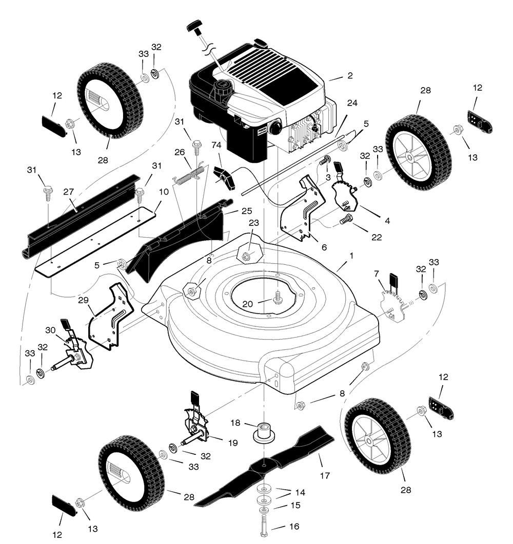 Mower Housing Assembly Diagram and Parts List for 204212X50A 2005 Briggs and Stratton Lawn Mower